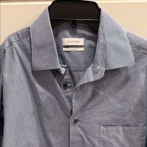 Calvin Klein Men's Checkered Blue Dress Shirt 15 1/2 32/32 regular fit!